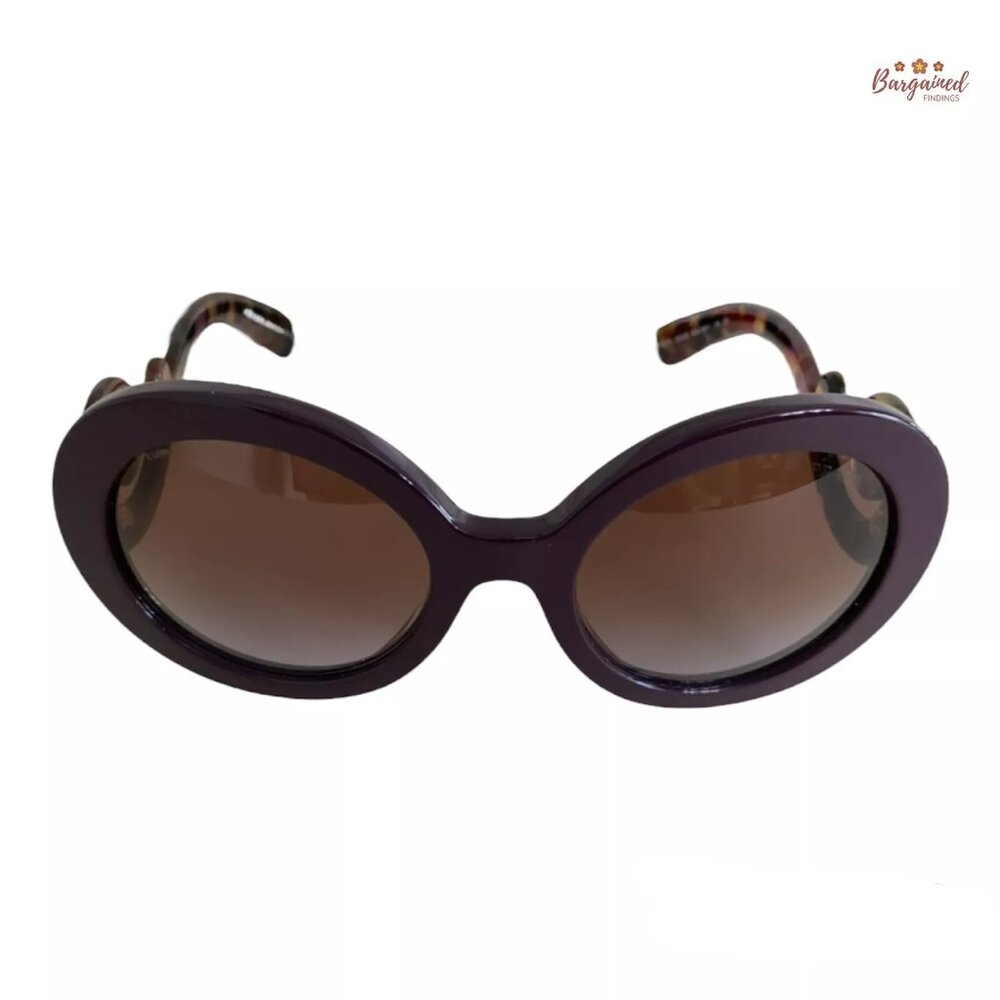 Authentic Prada Purple Baroque Swirl Round Rims Gradient Sunglasses SPR 27N